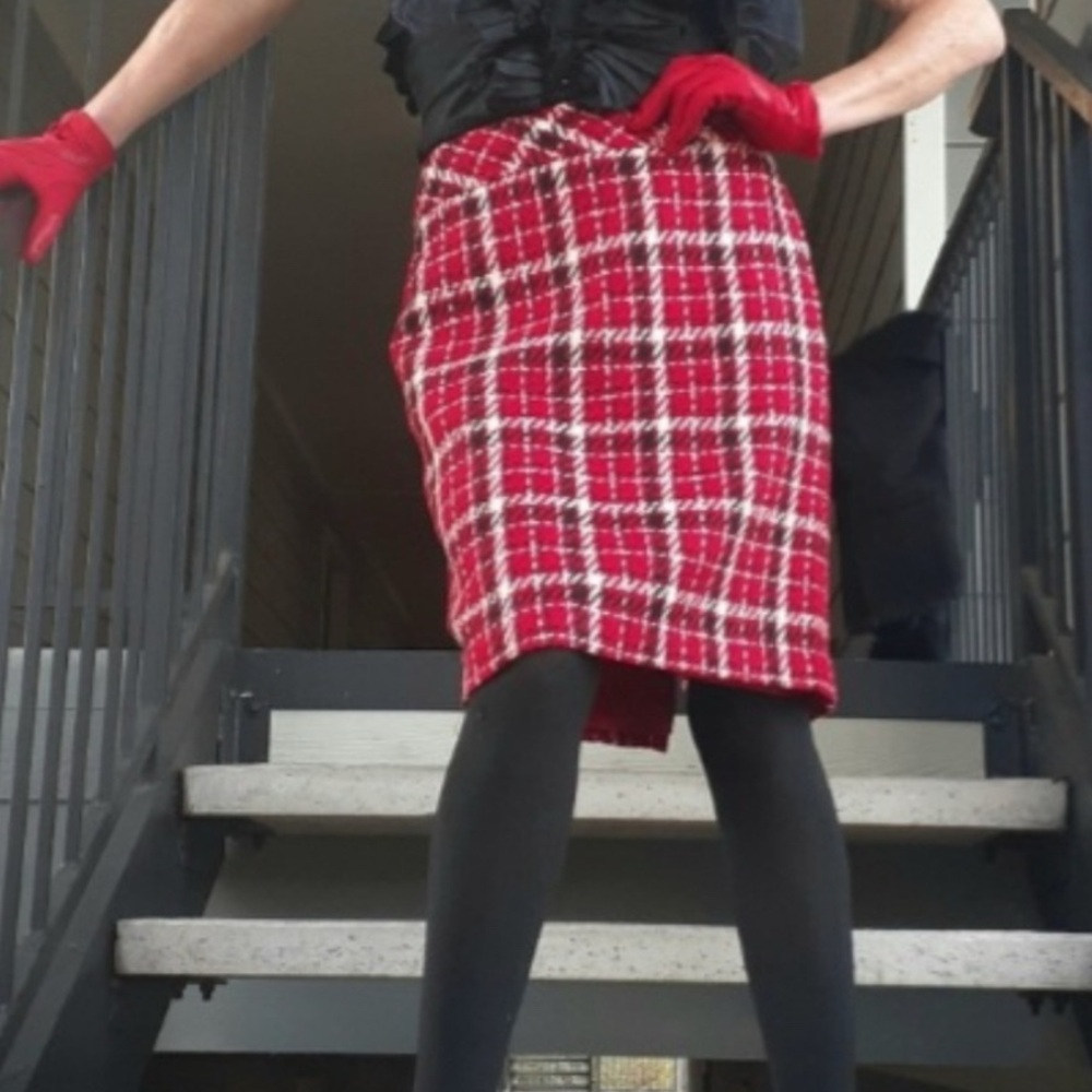 Vintage Villager by Liz Claiborne Wool Blend Plaid Pencil Skirt